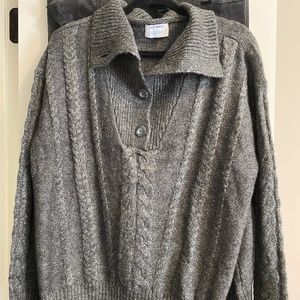 Charcoal cable button sweater